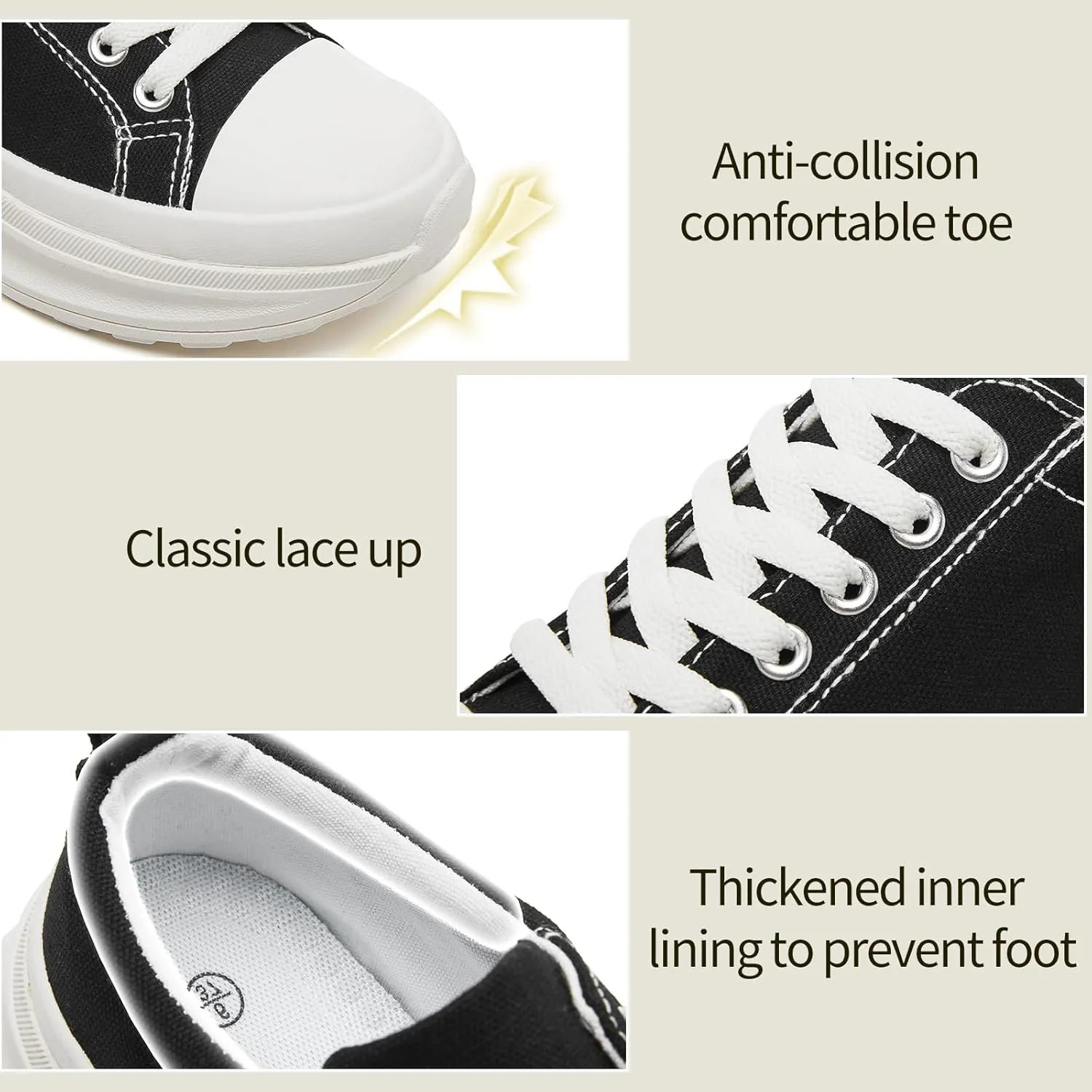 yageyan Platform Sneakers for Women Black Sneakers Canvas Shoes for Women White Tennis Shoes Classic Casual Comfortable