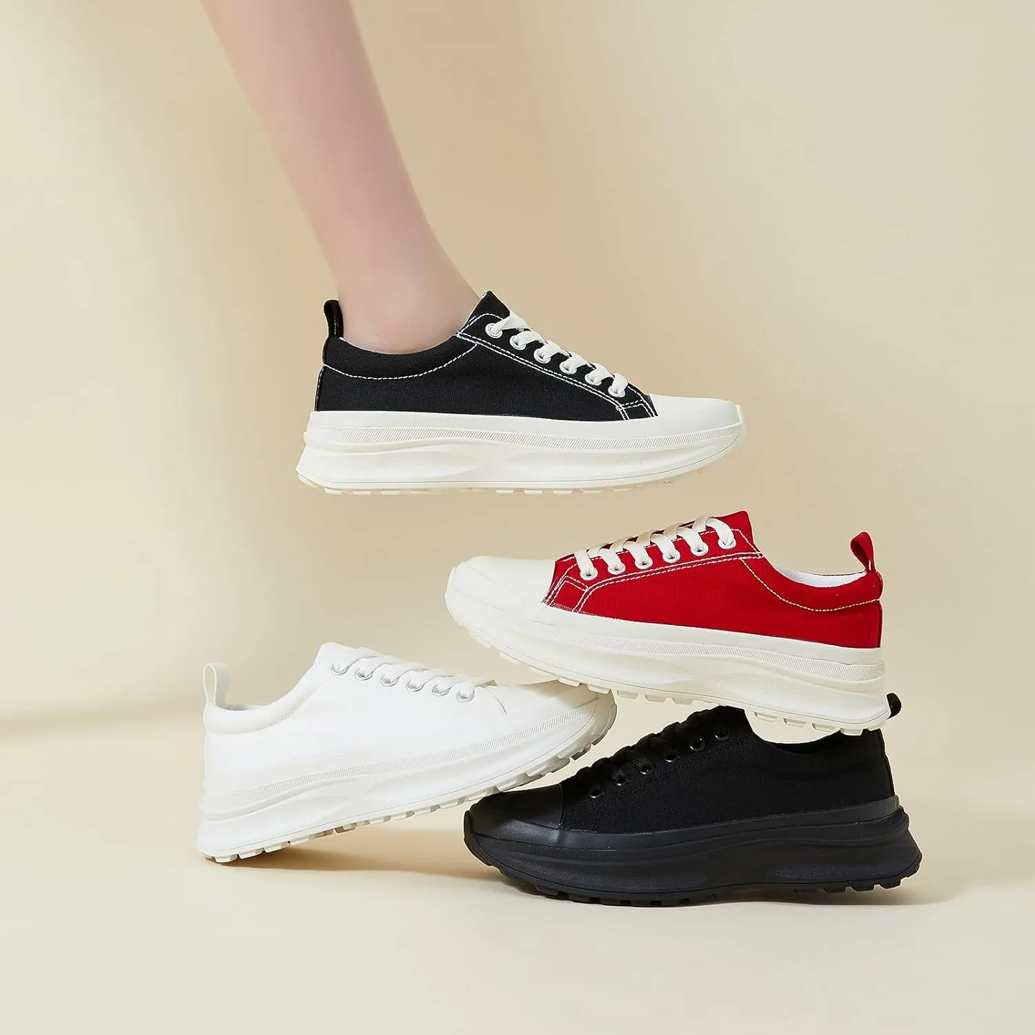 yageyan Platform Sneakers for Women Black Sneakers Canvas Shoes for Women White Tennis Shoes Classic Casual Comfortable