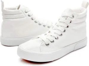 yageyan Womens High Top Canvas Sneakers Fashion Classic Shoes Comfortable White and Black Walking Shoes