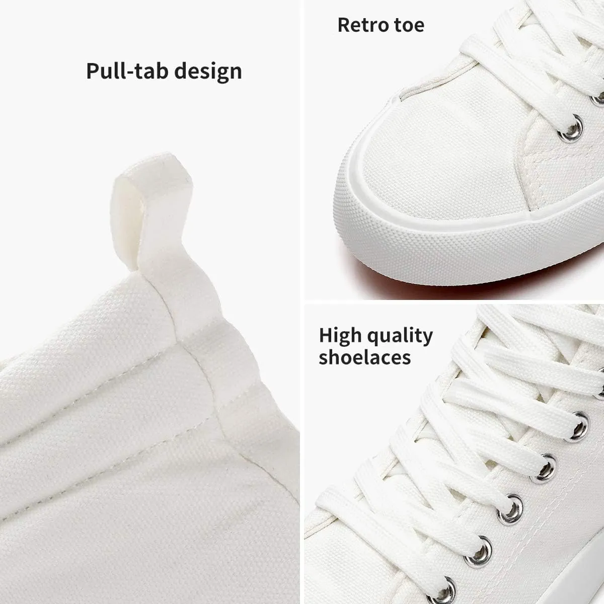 yageyan Womens High Top Canvas Sneakers Fashion Classic Shoes Comfortable White and Black Walking Shoes