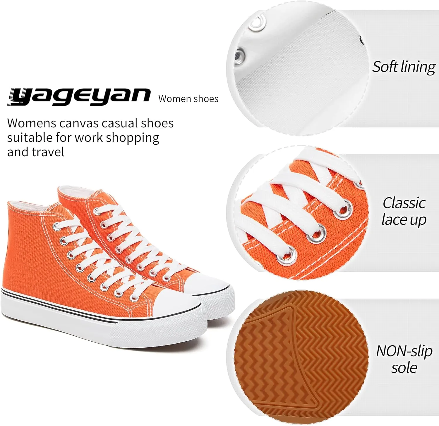 yageyan Womens High Top Canvas Sneakers Lace up Fashion Shoes for Women Casual Classic