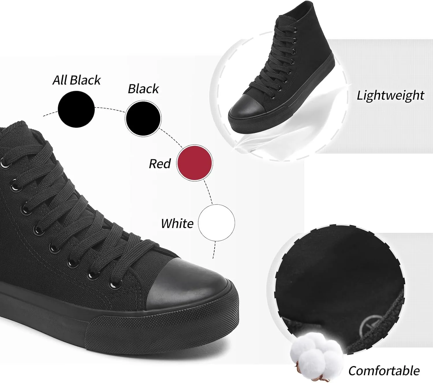 yageyan Womens High Top Canvas Sneakers Lace up Fashion Shoes for Women Casual Classic