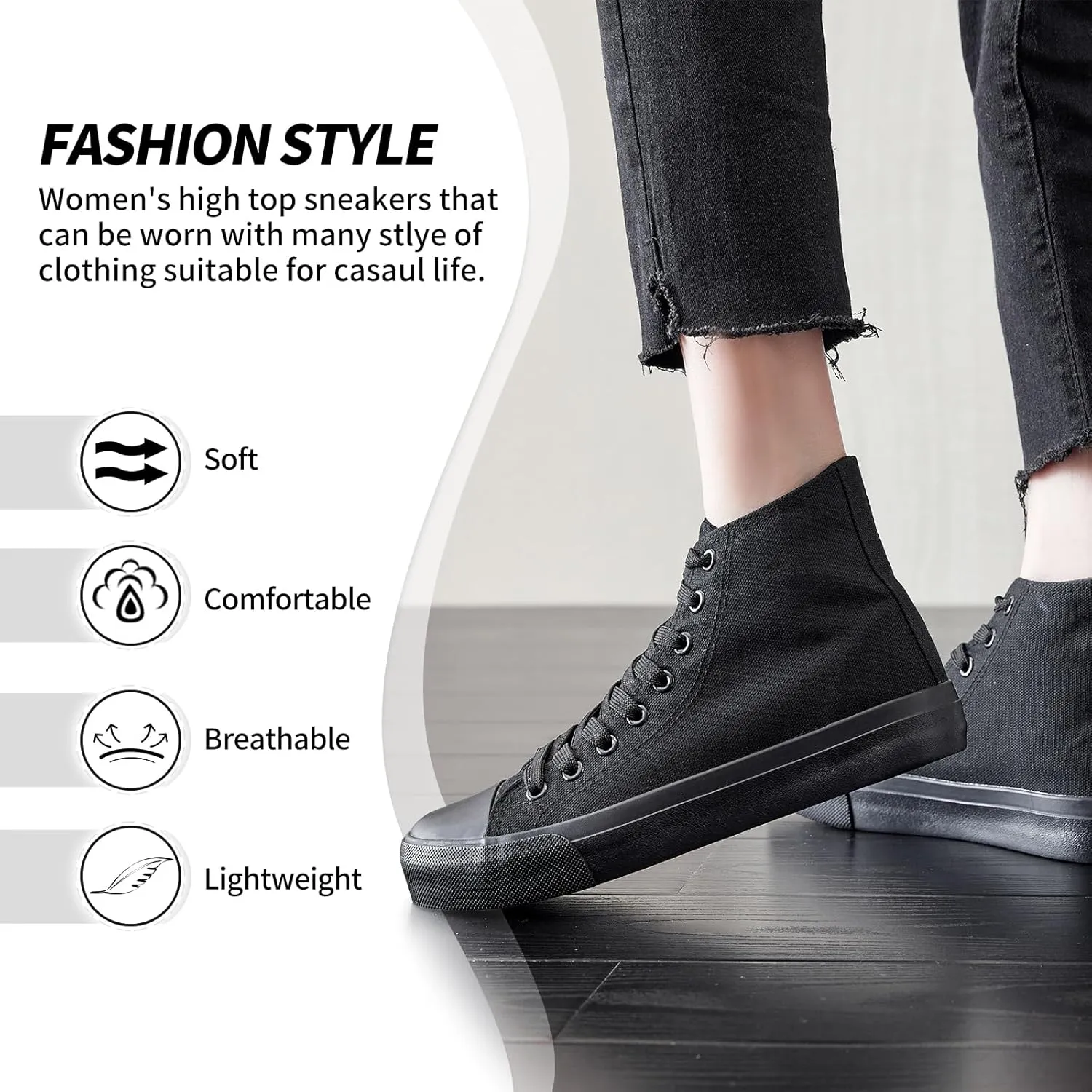 yageyan Womens High Top Canvas Sneakers Lace up Fashion Shoes for Women Casual Classic