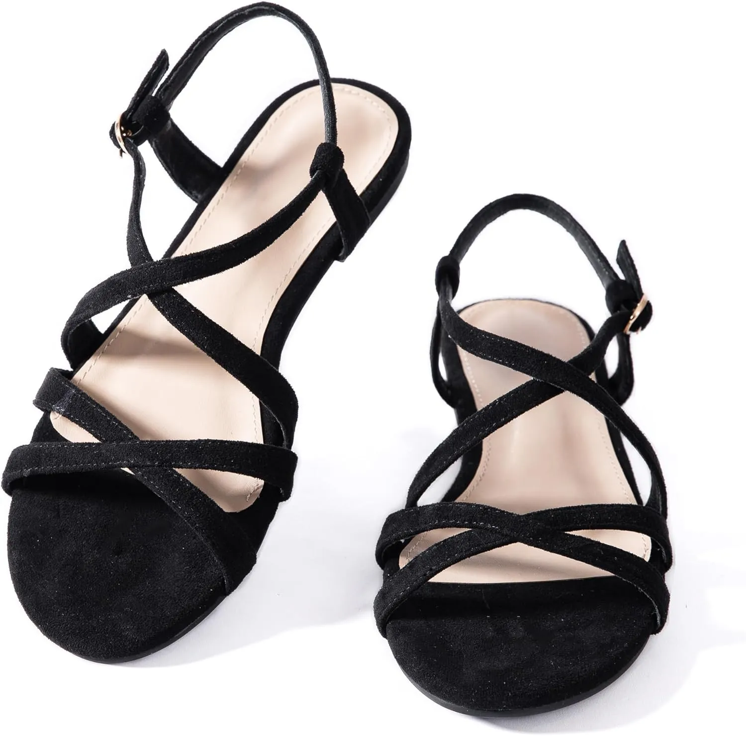 YANWENFANG Women Flat Sandals Adjustable Ankle Strap Roman Gladiator Boho Beach Summer Casual Vacation Goddess Vintage Italian Low Heel Block Festival Leather