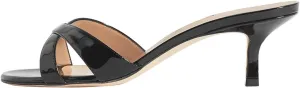 YDN Women Fashion Open Round Toe Mules Mid Kitten Heel Sandals Cross Strap Multi Print Choices Slip On Dress Casual Shoes Size 4-15 US