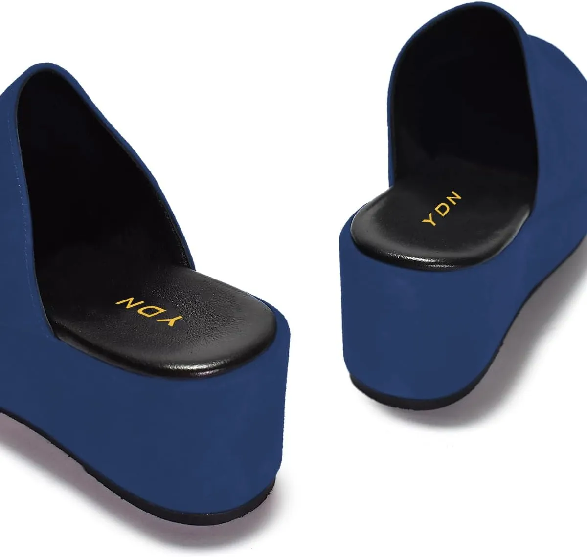 YDN Women's Cute Round Toe Platform Heeled Mules Mid Wedge Heels Slippers Comfort Slip On Sandals Indoor and Outdoor Slide Shoes Size 4-16 US