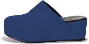 YDN Women's Cute Round Toe Platform Heeled Mules Mid Wedge Heels Slippers Comfort Slip On Sandals Indoor and Outdoor Slide Shoes Size 4-16 US
