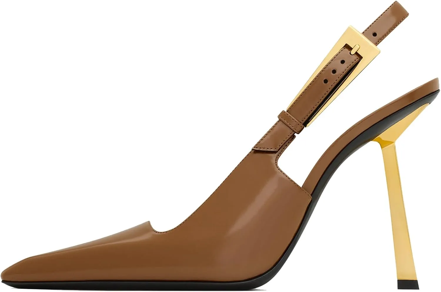 YIYA Slingback Heels Pumps Shoes for Women with Buckle Strap Slip On Closed Pointed Toe Stiletto High Heel Wedding Party Casual Dress Backless Mules Sandals