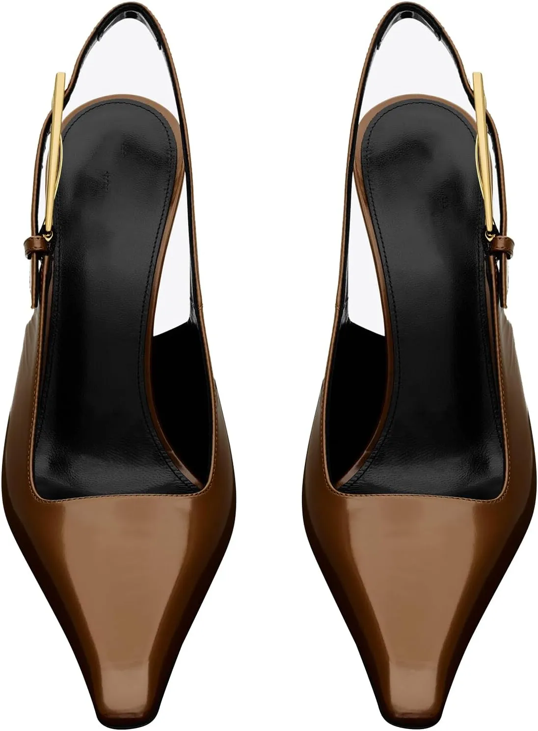 YIYA Slingback Heels Pumps Shoes for Women with Buckle Strap Slip On Closed Pointed Toe Stiletto High Heel Wedding Party Casual Dress Backless Mules Sandals