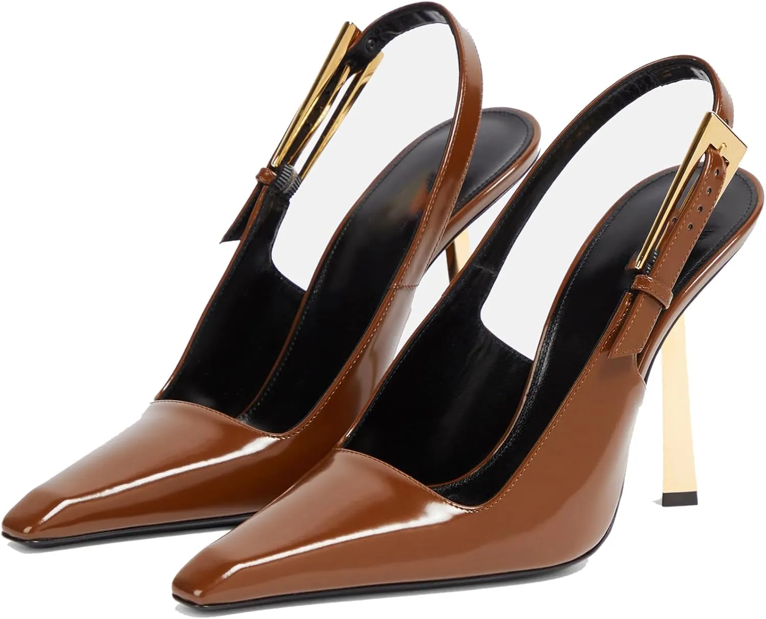 YIYA Slingback Heels Pumps Shoes for Women with Buckle Strap Slip On Closed Pointed Toe Stiletto High Heel Wedding Party Casual Dress Backless Mules Sandals