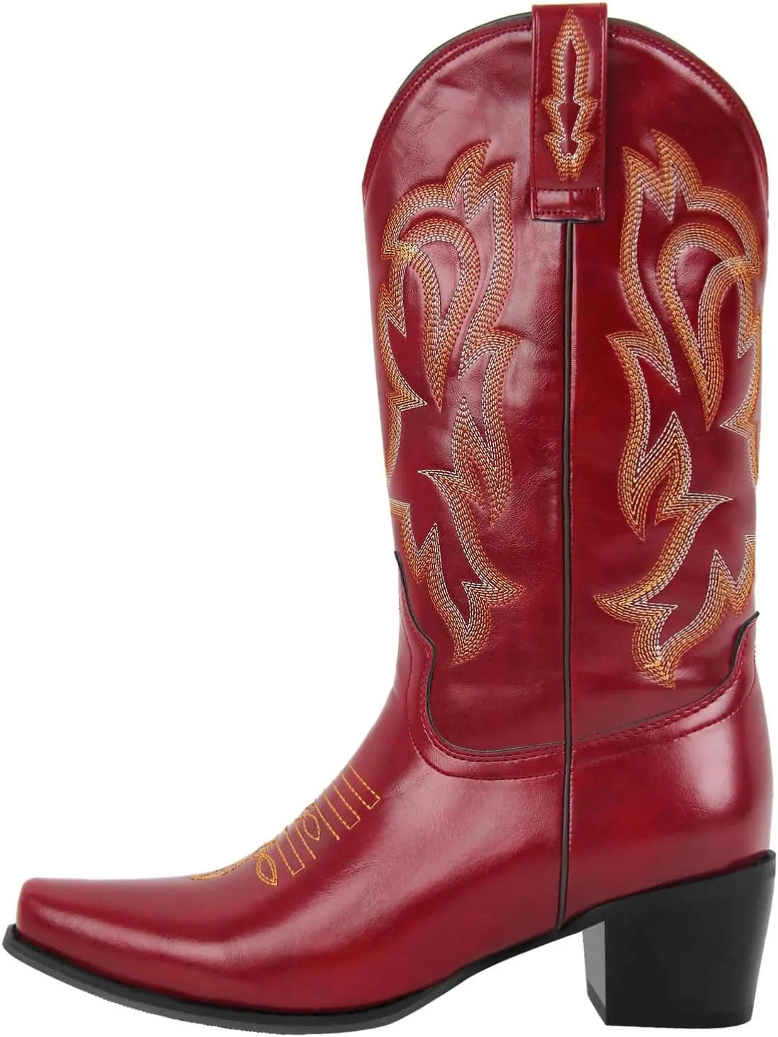 Yolkomo Cowboy Boots for Women Mid Calf Western Embroidered Cowgirl Boots