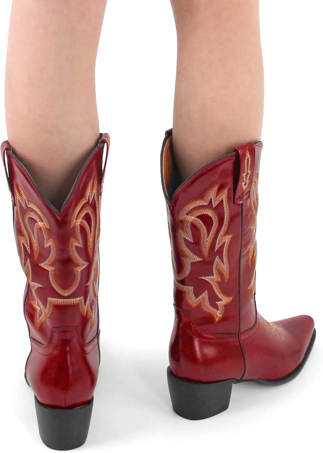 Yolkomo Cowboy Boots for Women Mid Calf Western Embroidered Cowgirl Boots