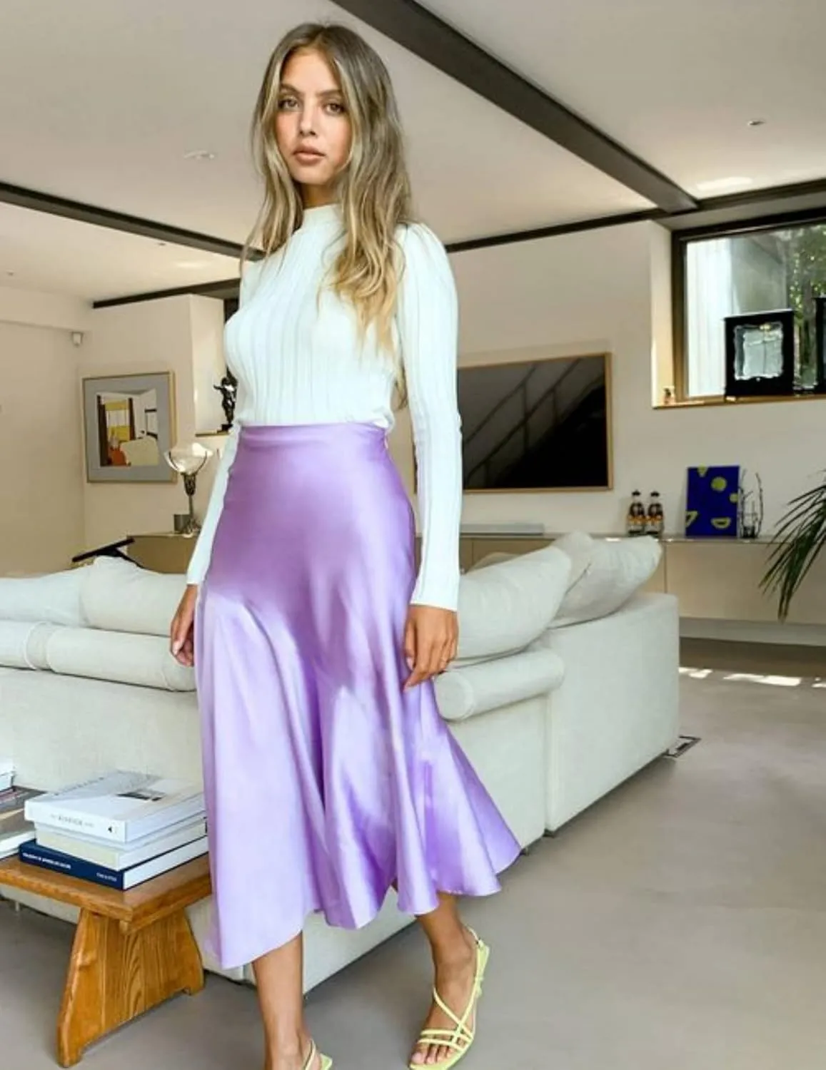 Zeagoo Skirts for Women Jacquard High Waist Skirt Black Elegant Midi Skirt Satin