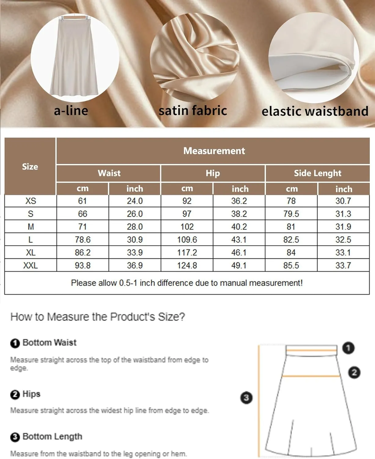 Zeagoo Skirts for Women Jacquard High Waist Skirt Black Elegant Midi Skirt Satin