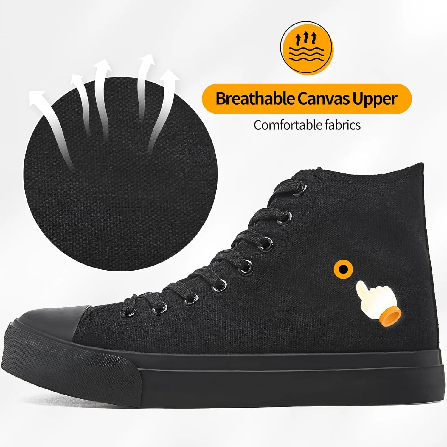 ZGR Men's High Top Canvas Sneakers Lace Up Classic Casual Walking Shoes