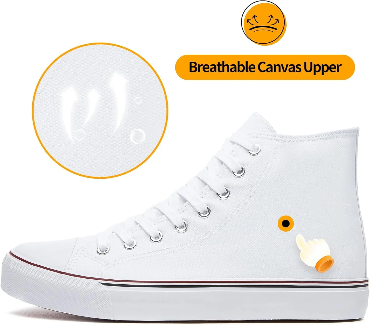 ZGR Men's High Top Canvas Sneakers Lace Up Classic Casual Walking Shoes
