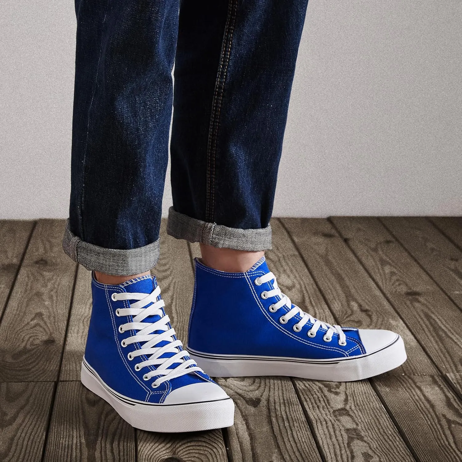 ZGR Men's High Top Canvas Sneakers Lace Up Classic Casual Walking Shoes