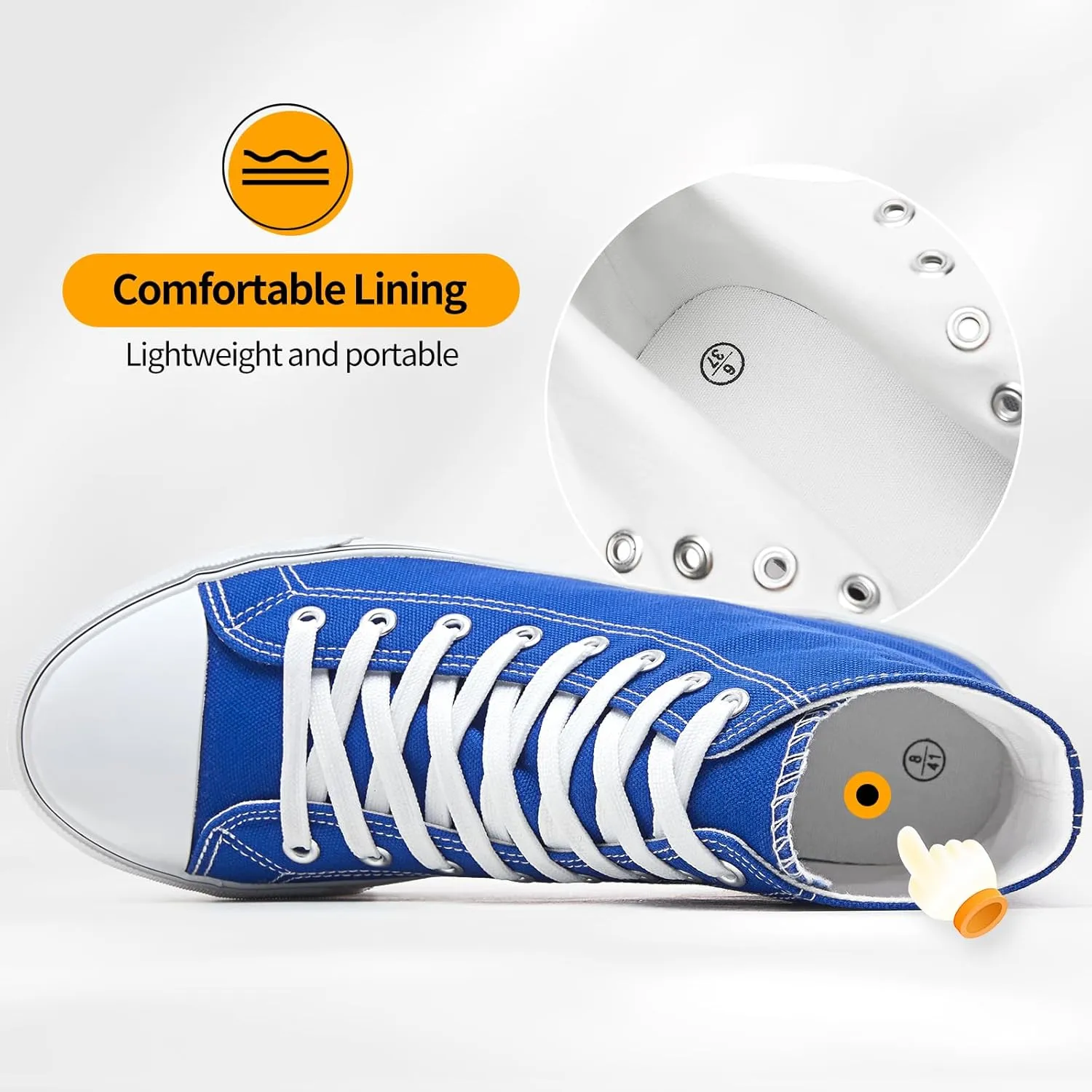 ZGR Men's High Top Canvas Sneakers Lace Up Classic Casual Walking Shoes