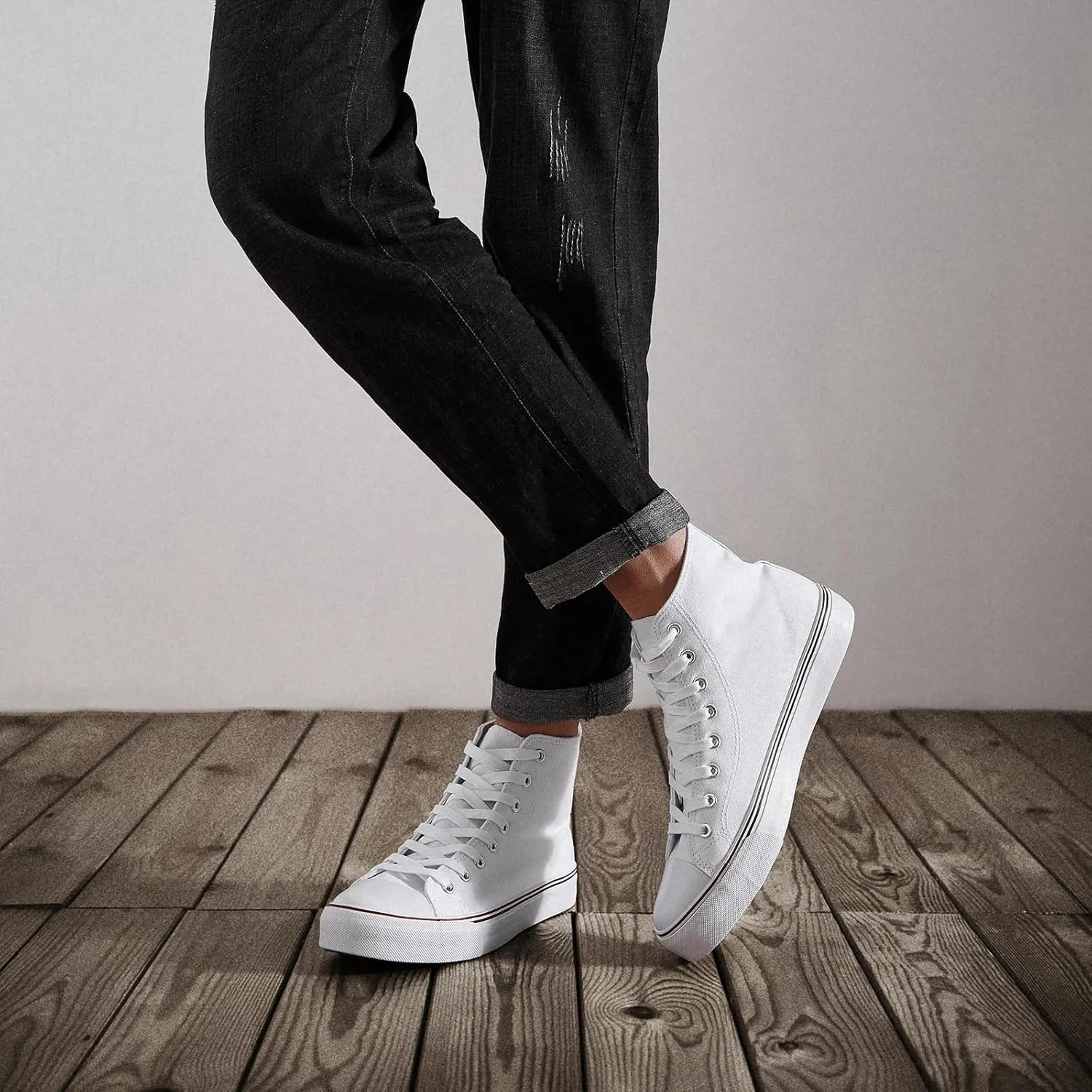 ZGR Men's High Top Canvas Sneakers Lace Up Classic Casual Walking Shoes