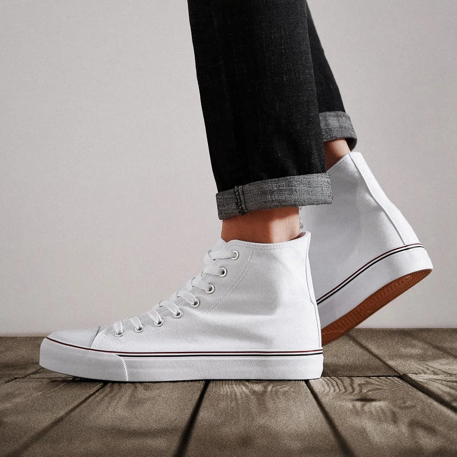 ZGR Men's High Top Canvas Sneakers Lace Up Classic Casual Walking Shoes