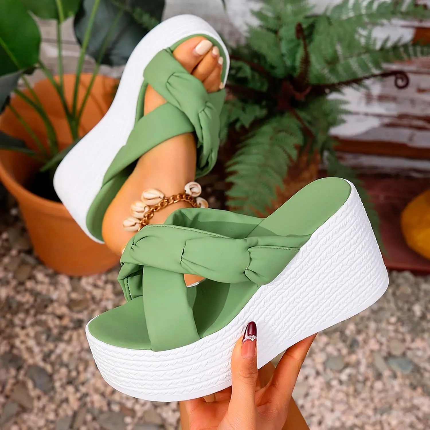 ZSpzx Espadrilles Wedge Sandals Womens Platform Bow Tie Open Toe Slides Shoes Slip On Women's Sparkly Fashion Dressy Prom Comfortable Slippers Retro Dress Summer Bohe Beach Ankle Strap Sandal